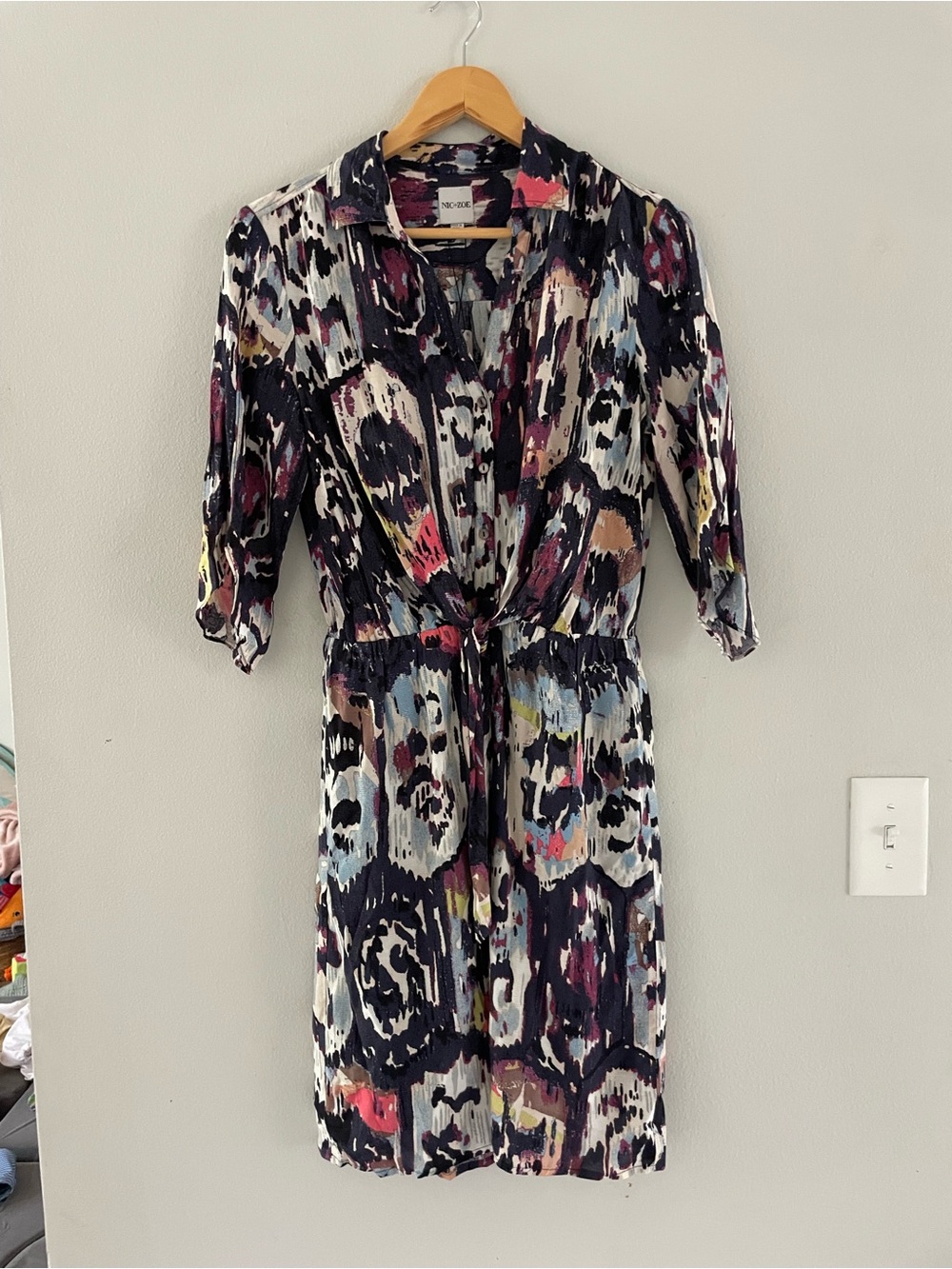 Nic + Zoe Medallion Mix Ikat Dress Multicolor Abstract Print